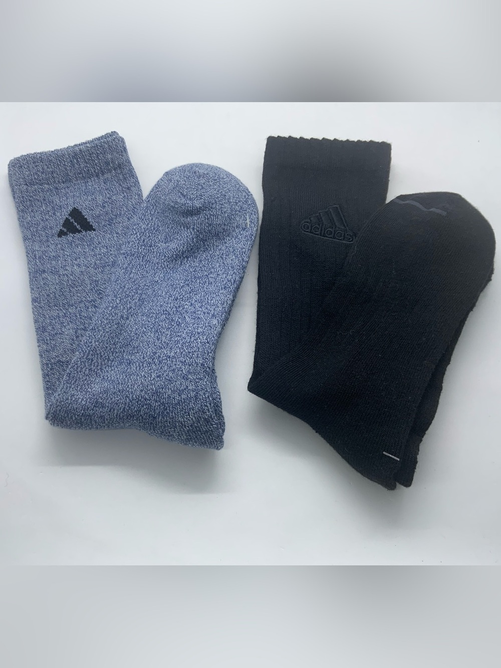 adidas Men's 2-Pack Crew Socks - Black & Heather Blue